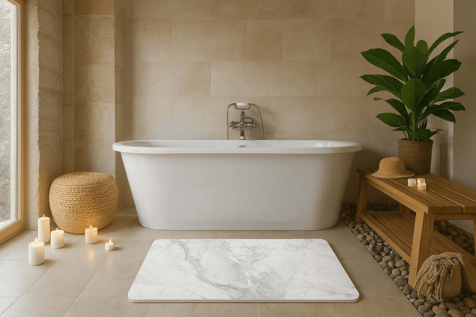 Diatomite Bath Mat - Salina Grey Marble - Image 2