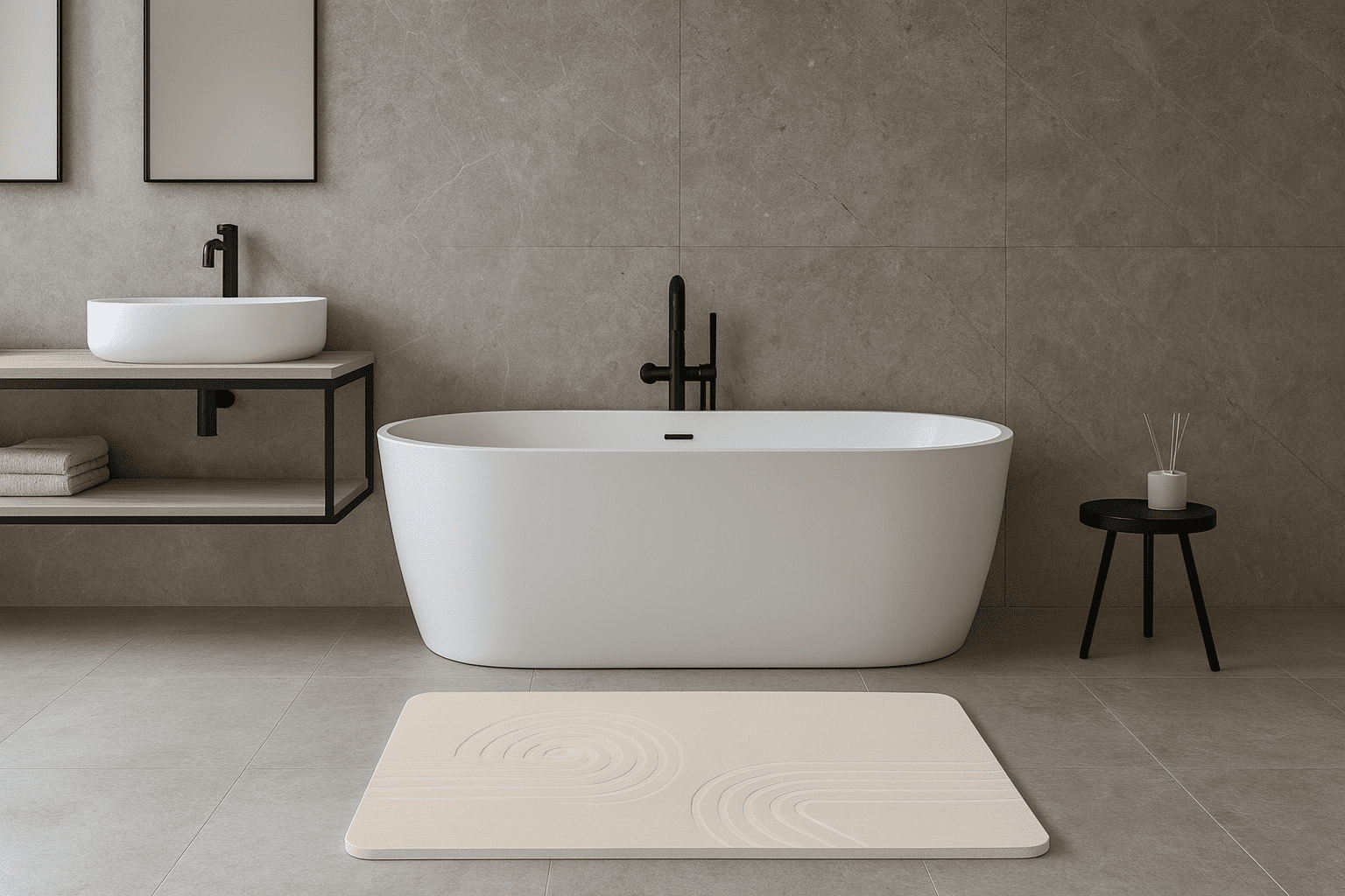 Diatomite Bath Mat - Travertino Ivory - Image 2